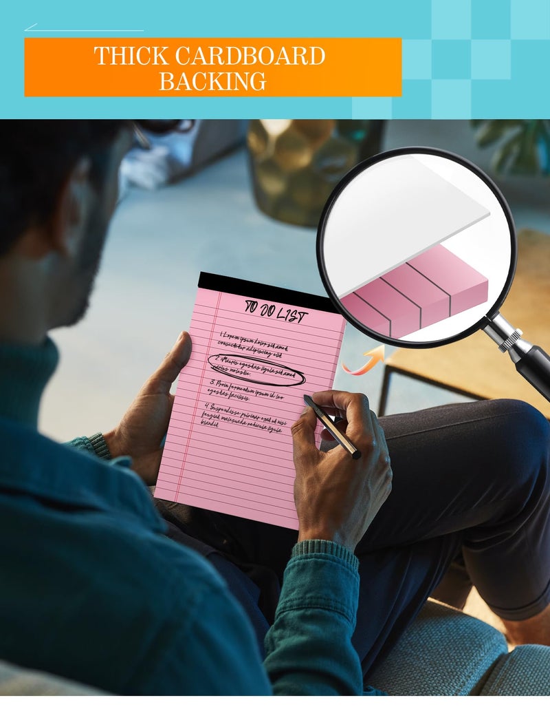 Zaviko Legal Pads 5x8 Colored Note Pads 5x8, 12 Pack Small Legal Pads 5x8 College Ruled, Colored Notepads 5x8 Lined Paper Pads, Mini Legal Pads 5x8 Notepad, Lined Notebook Paper 5x8 Pads, 30 Sheets/Pad - Image 4